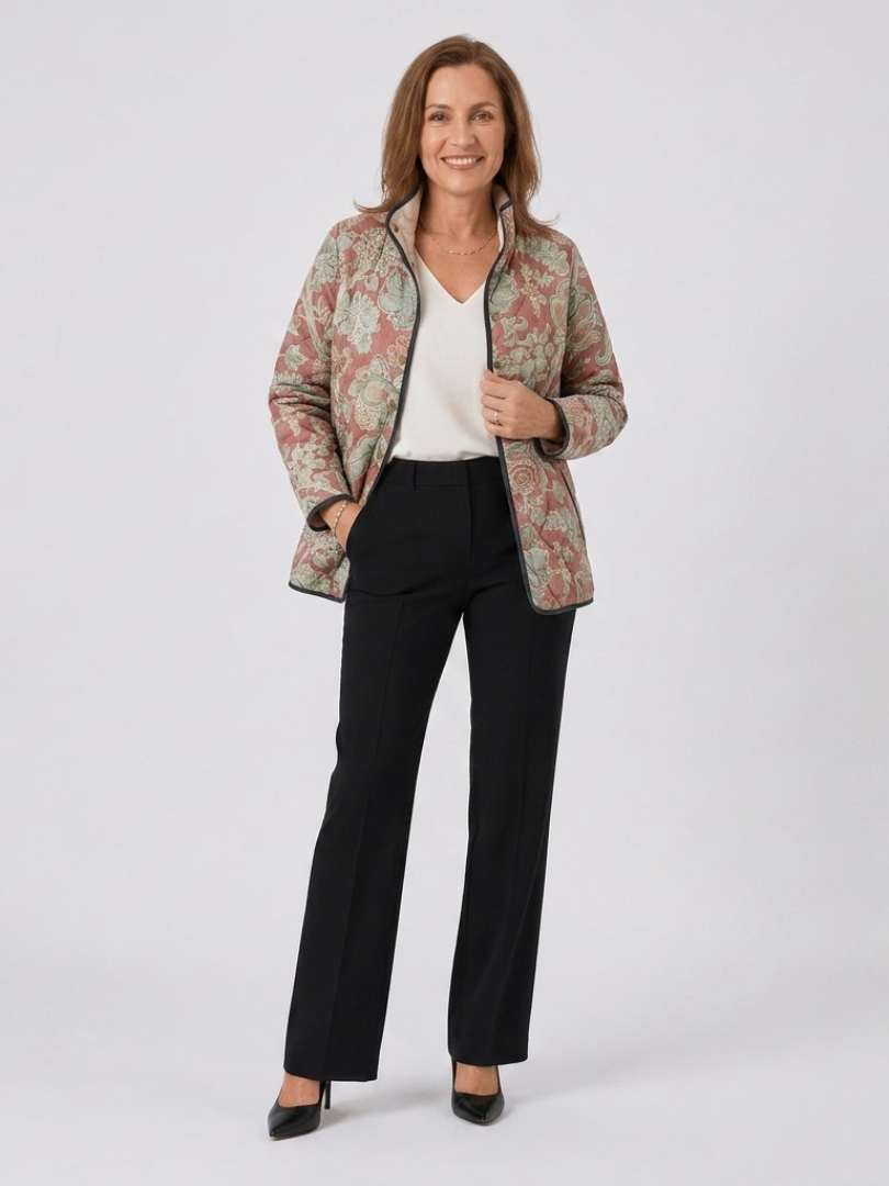 Bernadette™ | Terracotta Damask Quilted Jacket
