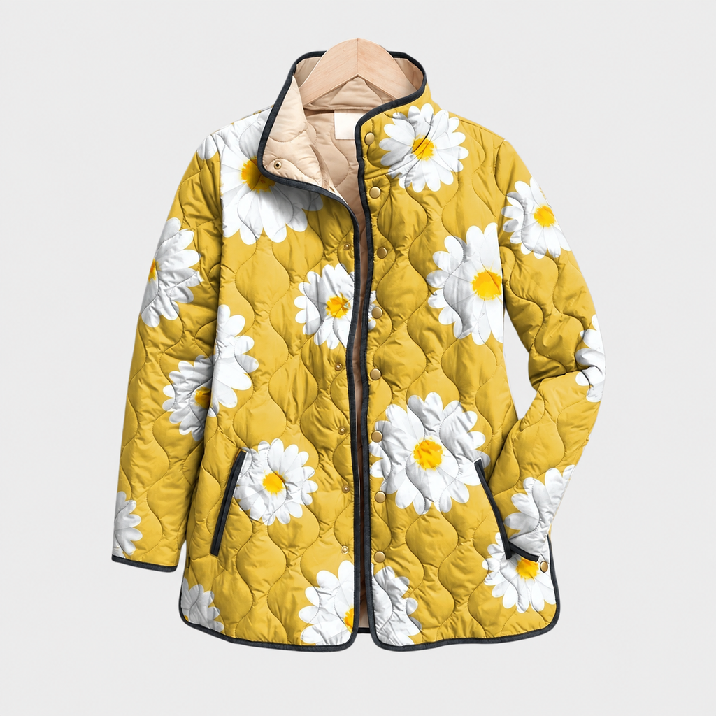 Marjorie™ | Mustard Daisy Quilted Jacket