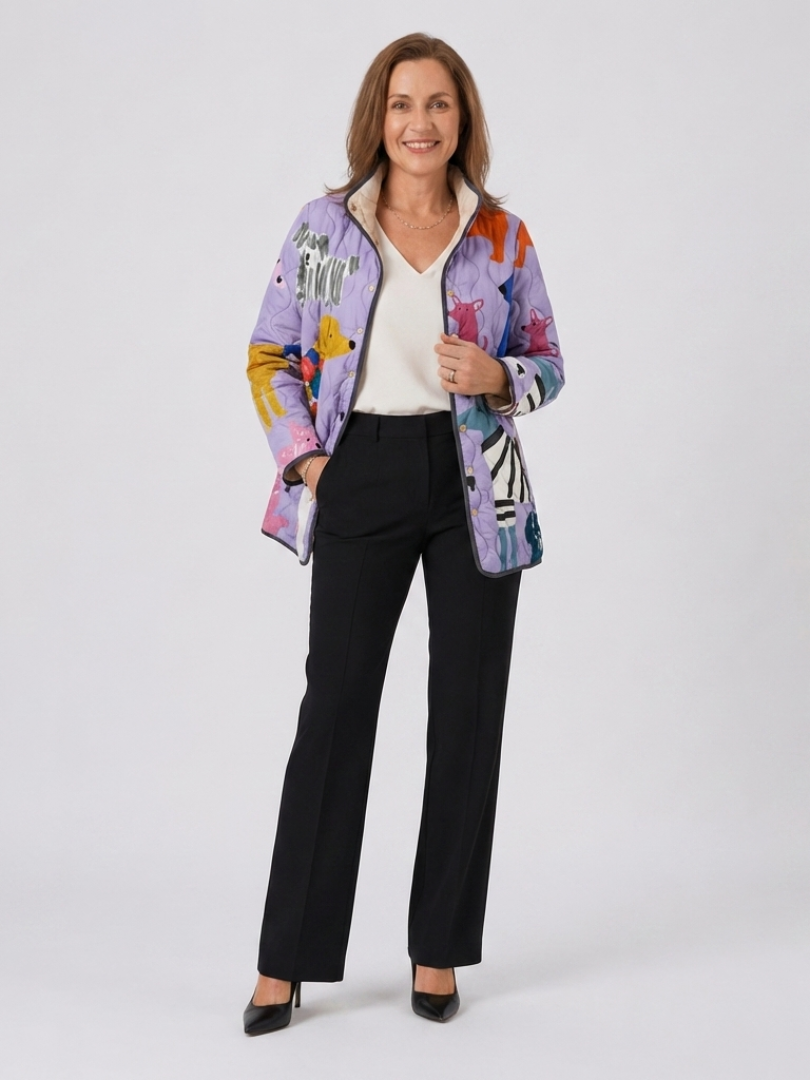 Cordelia™ | Playful Pup Quilted Jacket