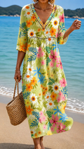 ELIANA | COLOURFUL FLORAL MIDI DRESS