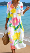 LUCY | COLOURFUL FLORAL MIDI DRESS