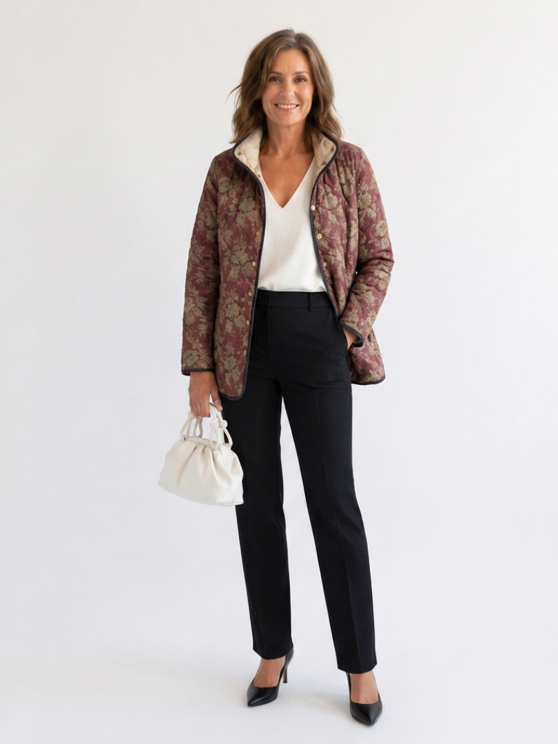 Rosemary™ | Plum Damask Quilted Jacket