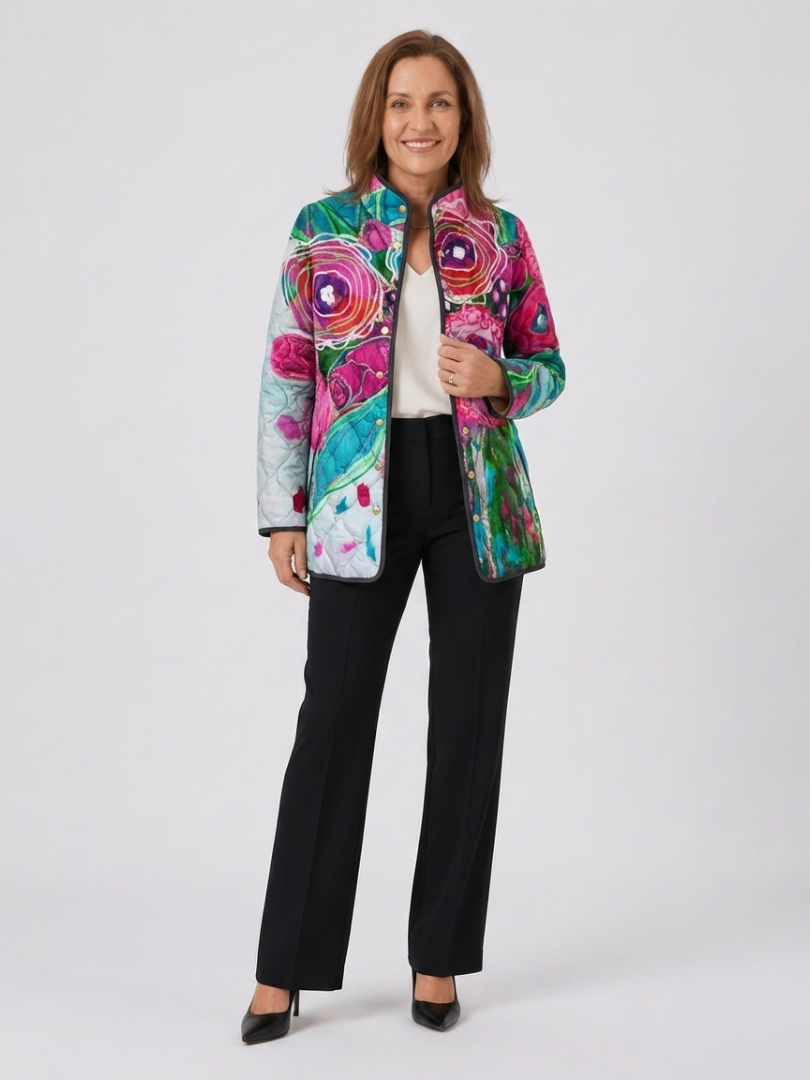 Sabrina™ | Watercolor Floral Quilted Jacket