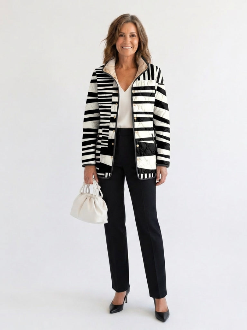 Maxine™ | Graphic Stripe Quilted Jacket