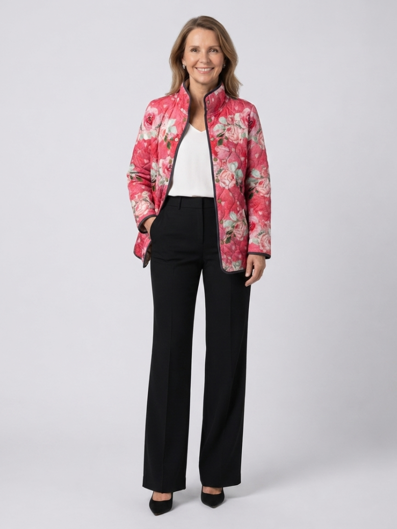 Harriet™ | Raspberry Rose Quilted Jacket