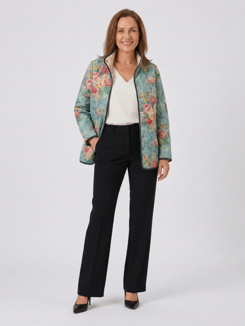 Annette™ | Celadon Rose Quilted Jacket