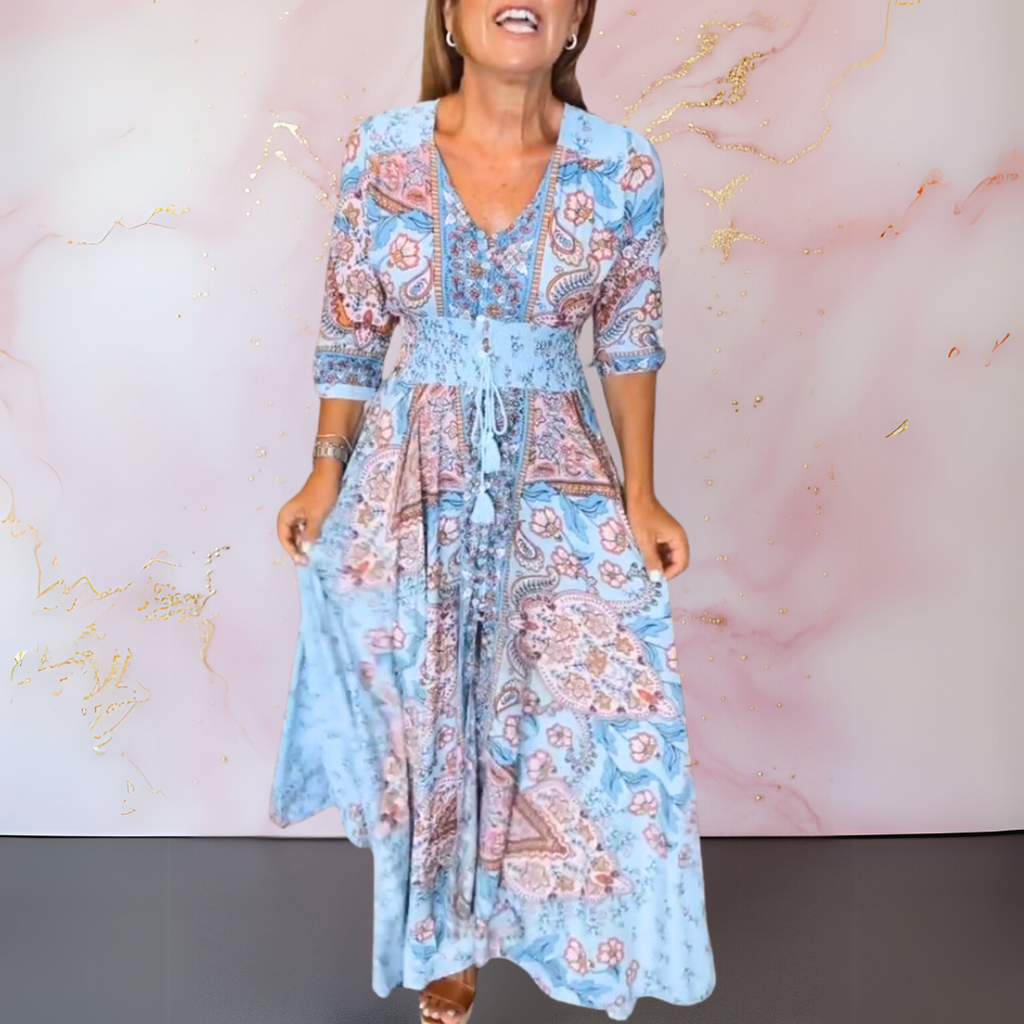 MARGA | ELEGANT SUMMER DRESS WITH V-NECK