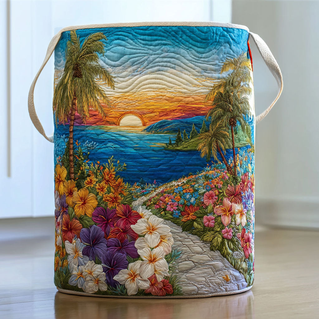 SUNSETBLOOM | QUILTED TROPICAL PARADISE STORAGE BASKET