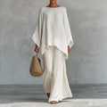 CRISTINA | TWO-PIECE SET WITH LONG SLEEVES AND WIDE-LEG TROUSERS