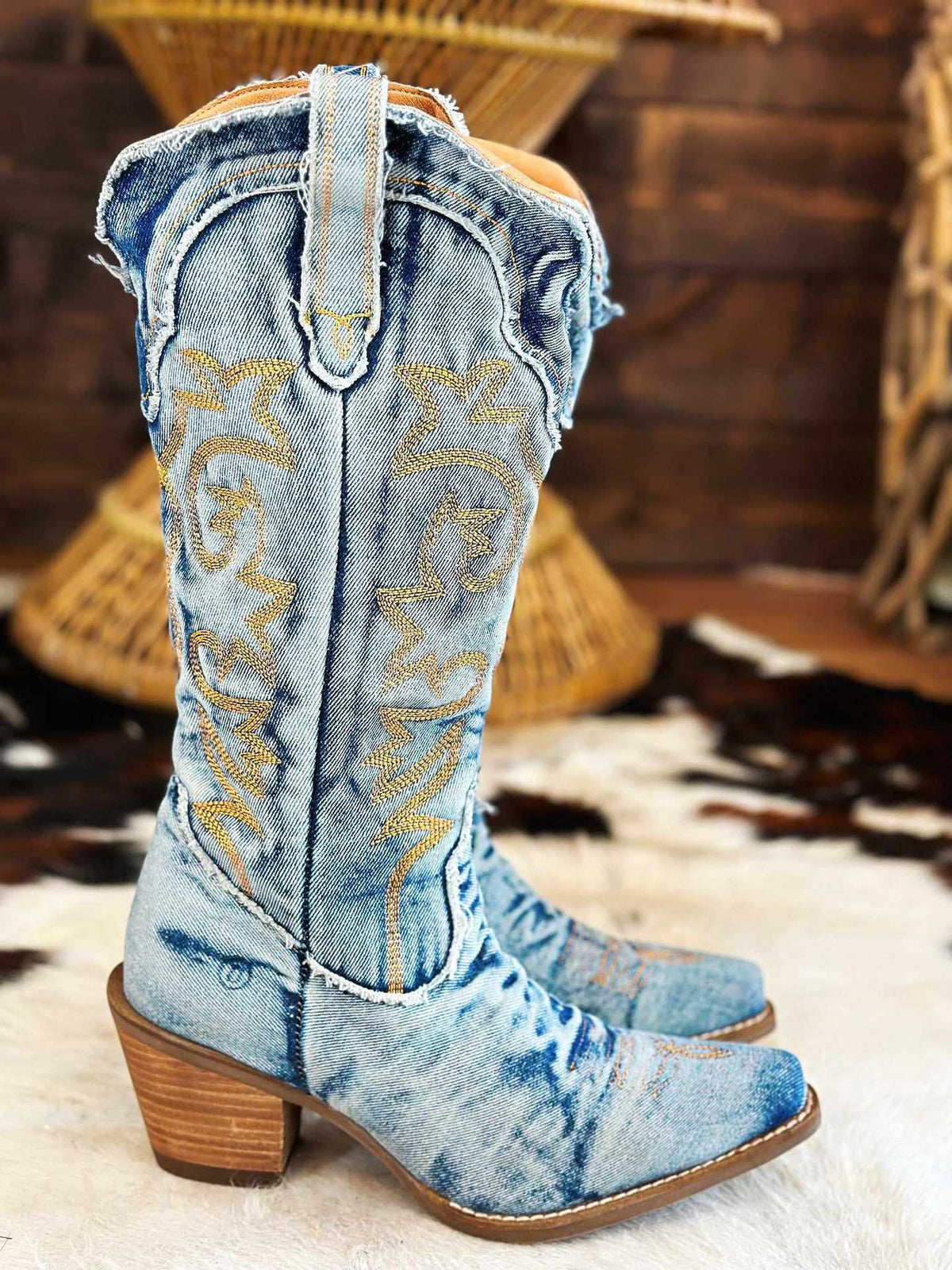 ELOISE | DENIM WESTERN COWBOY BOOTS
