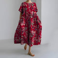 MEERI | ARTISTIC MAXI DRESS WITH VINTAGE FLORAL PATTERN AND CAREFREE ELEGANCE