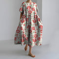 MEERI | ARTISTIC MAXI DRESS WITH VINTAGE FLORAL PATTERN AND CAREFREE ELEGANCE