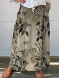 JAIZY | RETRO FLORAL ART ELASTIC WAISTBAND POCKET SKIRT