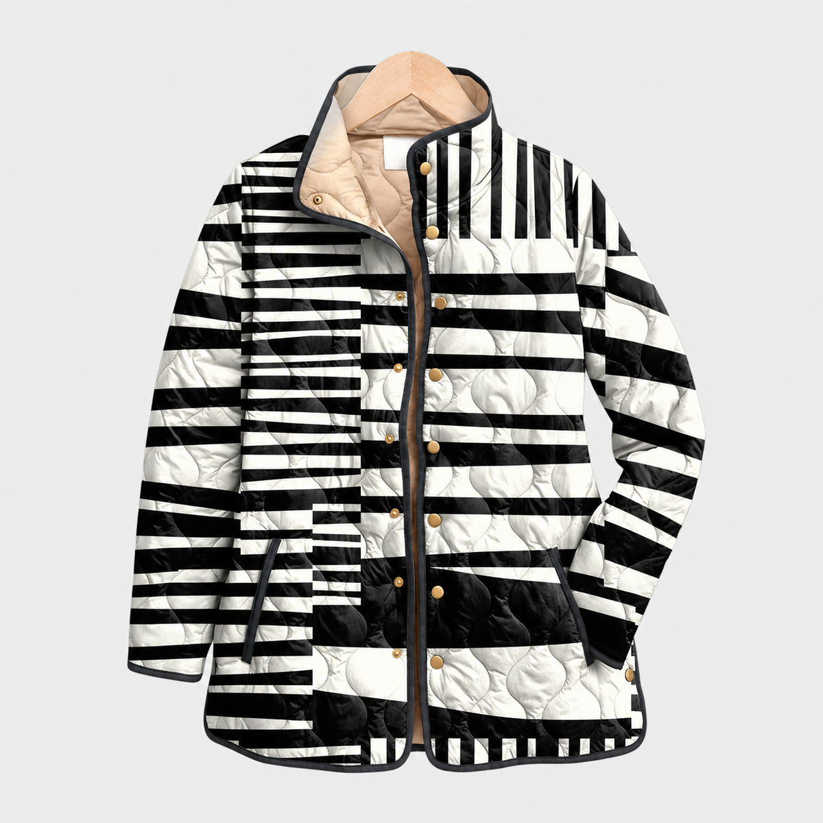 Maxine™ | Graphic Stripe Quilted Jacket
