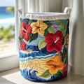 HIBISCOVE | QUILTED TROPICAL HIBISCUS STORAGE BASKET