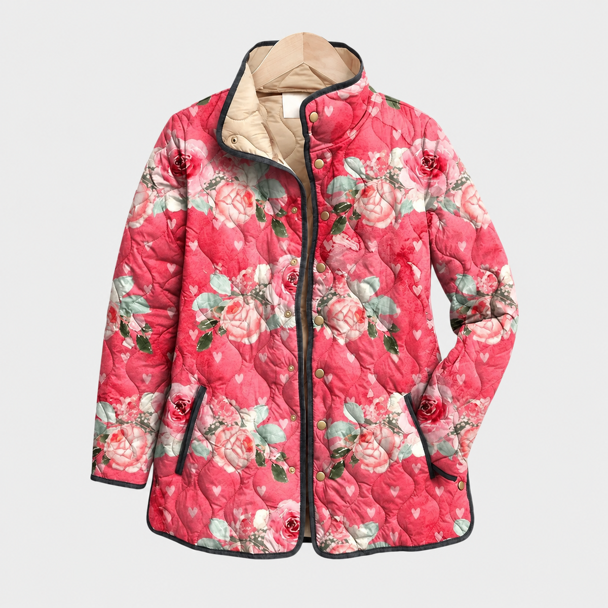 Harriet™ | Raspberry Rose Quilted Jacket