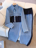 HOLBROOK | COLOR-BLOCK CROPPED JACKET & WIDE-LEG PANTS SET